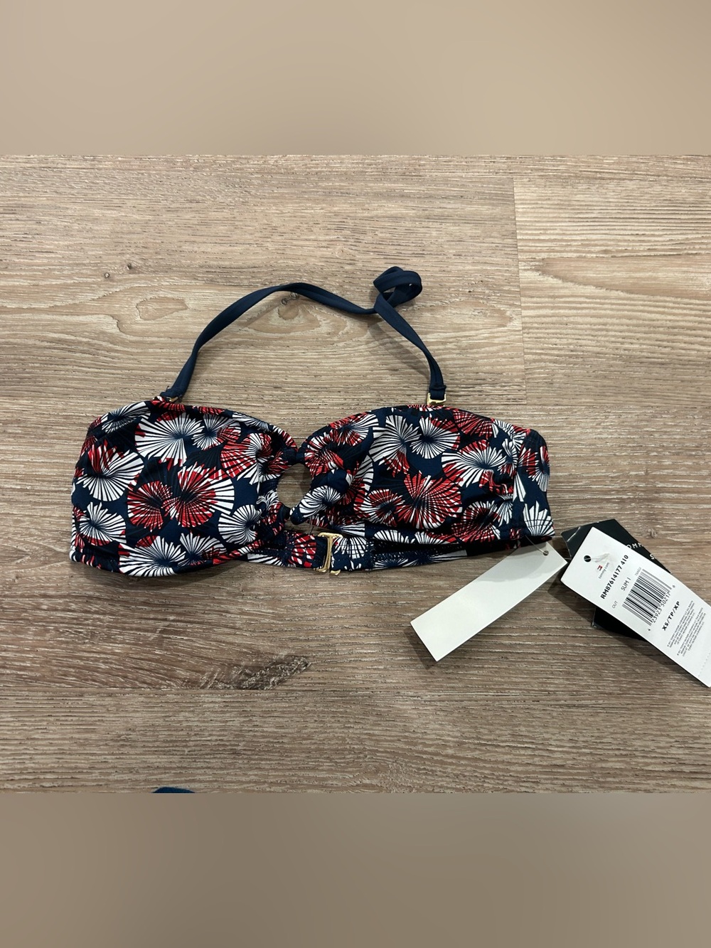 Tommy Hilfiger Fireworks Print Bandeau Bikini Top - Navy/Red/White